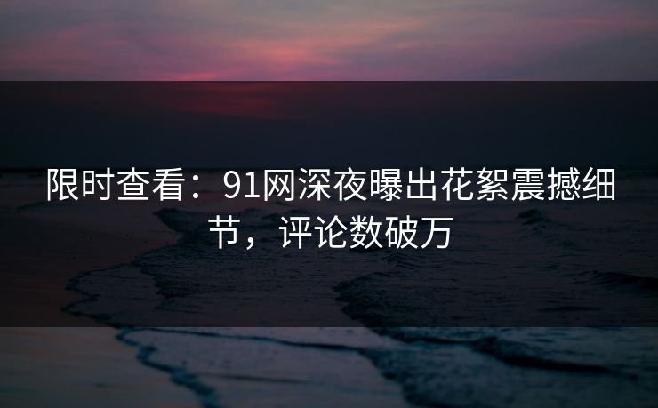 限时查看：91网深夜曝出花絮震撼细节，评论数破万
