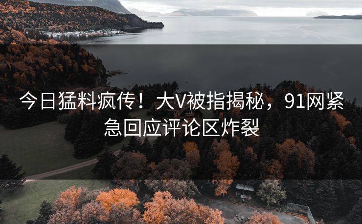 今日猛料疯传！大V被指揭秘，91网紧急回应评论区炸裂