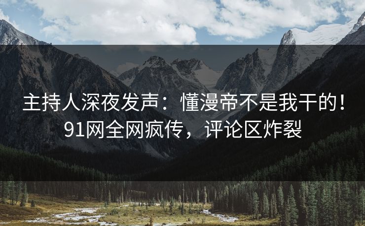 主持人深夜发声：懂漫帝不是我干的！91网全网疯传，评论区炸裂