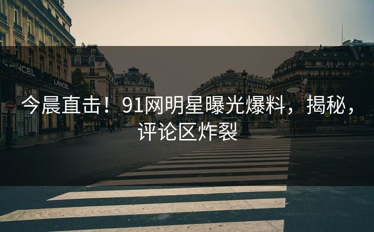 今晨直击！91网明星曝光爆料，揭秘，评论区炸裂