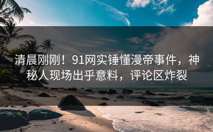 清晨刚刚！91网实锤懂漫帝事件，神秘人现场出乎意料，评论区炸裂